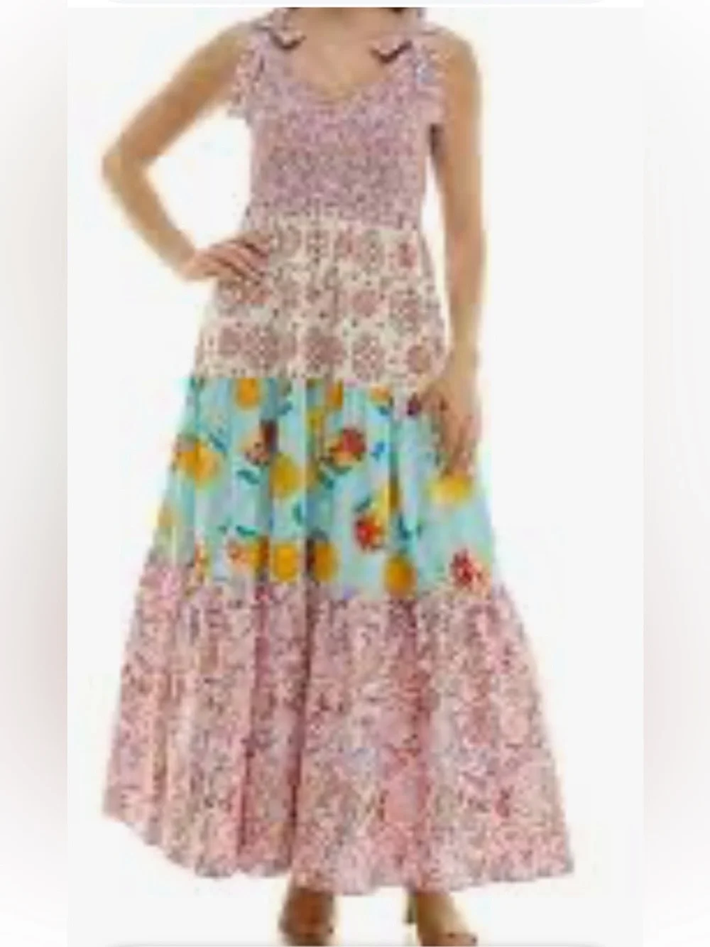 Nanette Lepore Pink & Cream Tiered Floral Maxi Dress size medium nwt - Picture 1 of 6